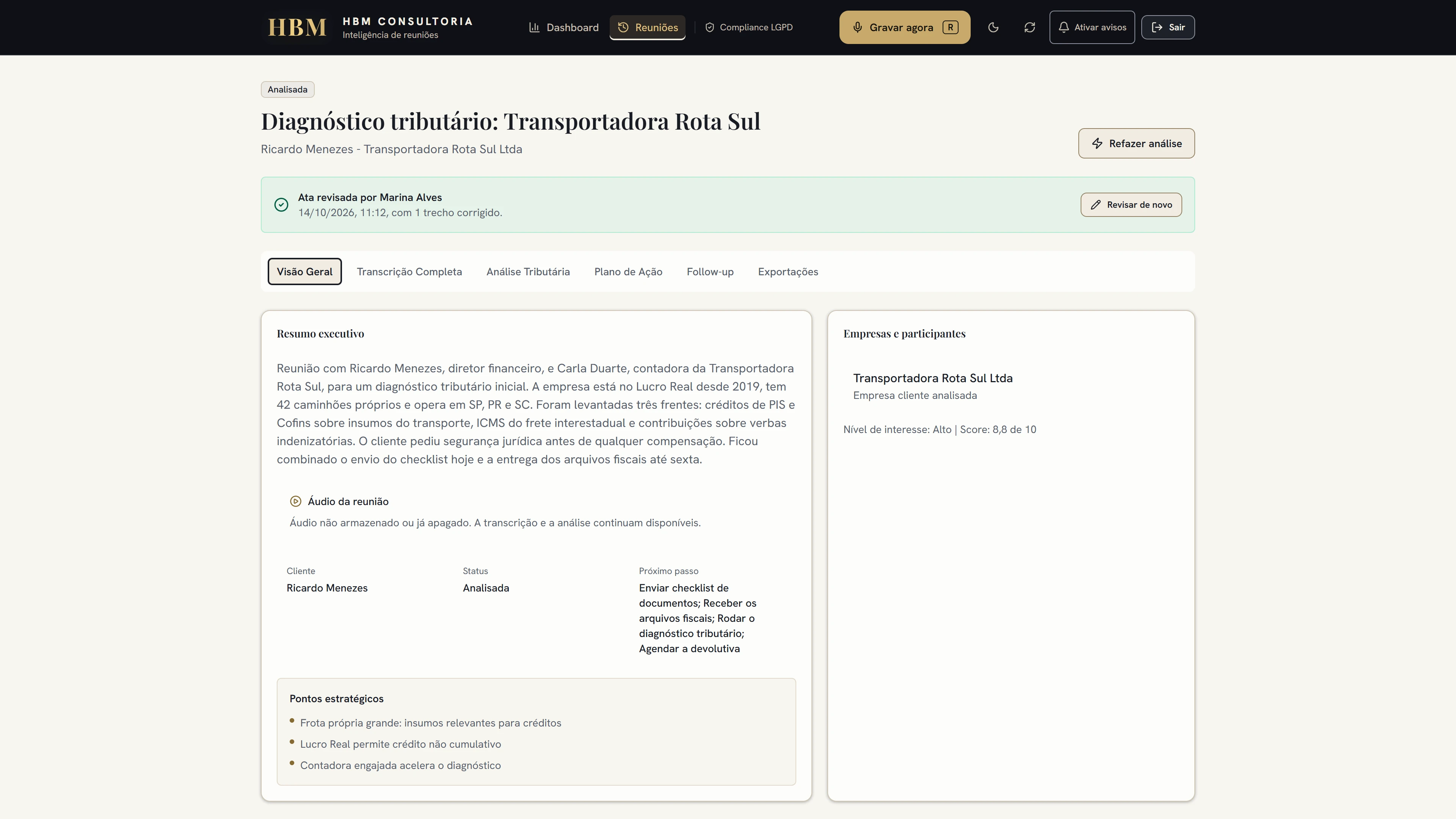 Ata pronta no computador, com resumo executivo e abas